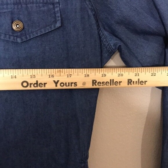 K/lab patched long sleeve button down denim romper size large - Picture 10 of 14